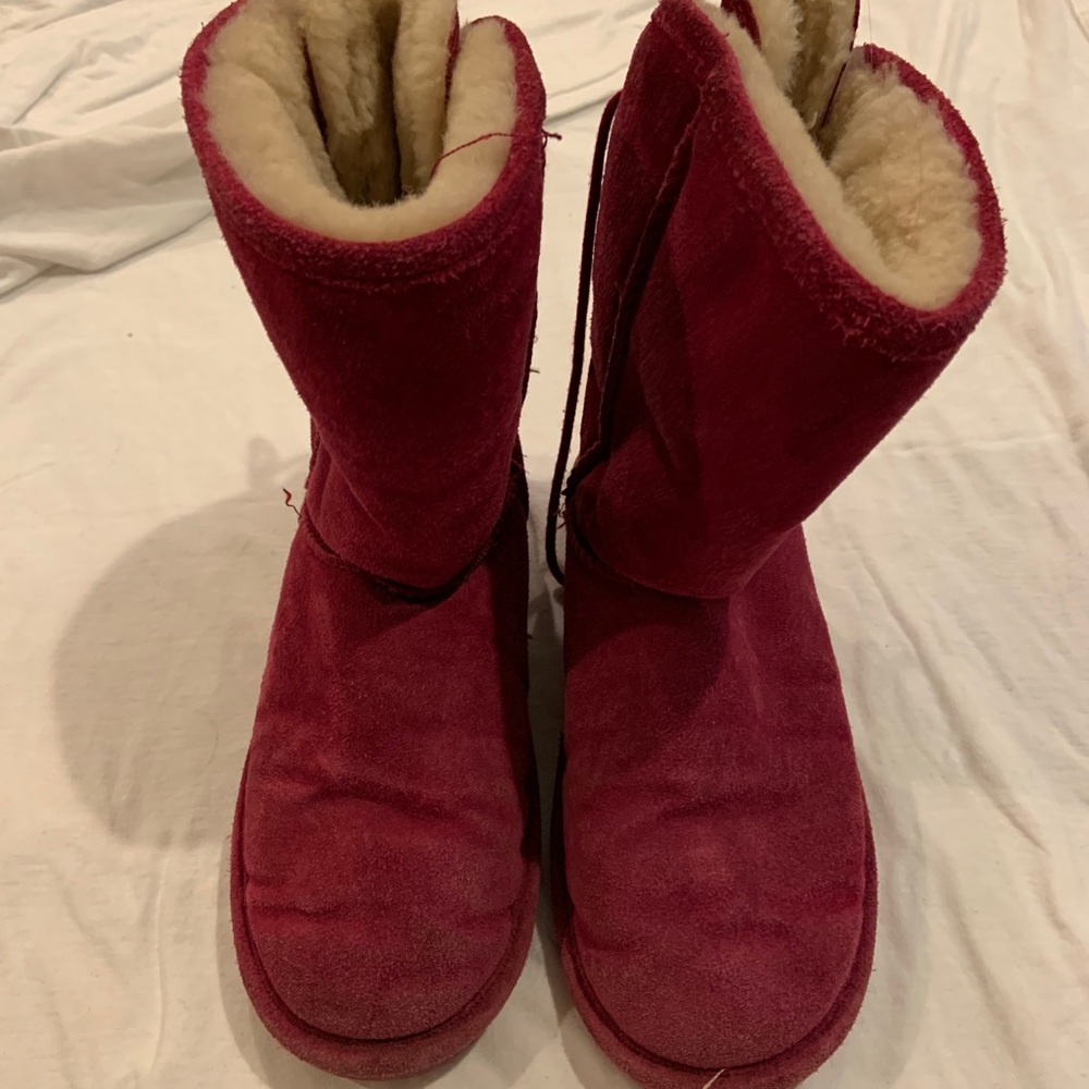 Pink Bearpaw Suede Boots with Tie Back Size 7